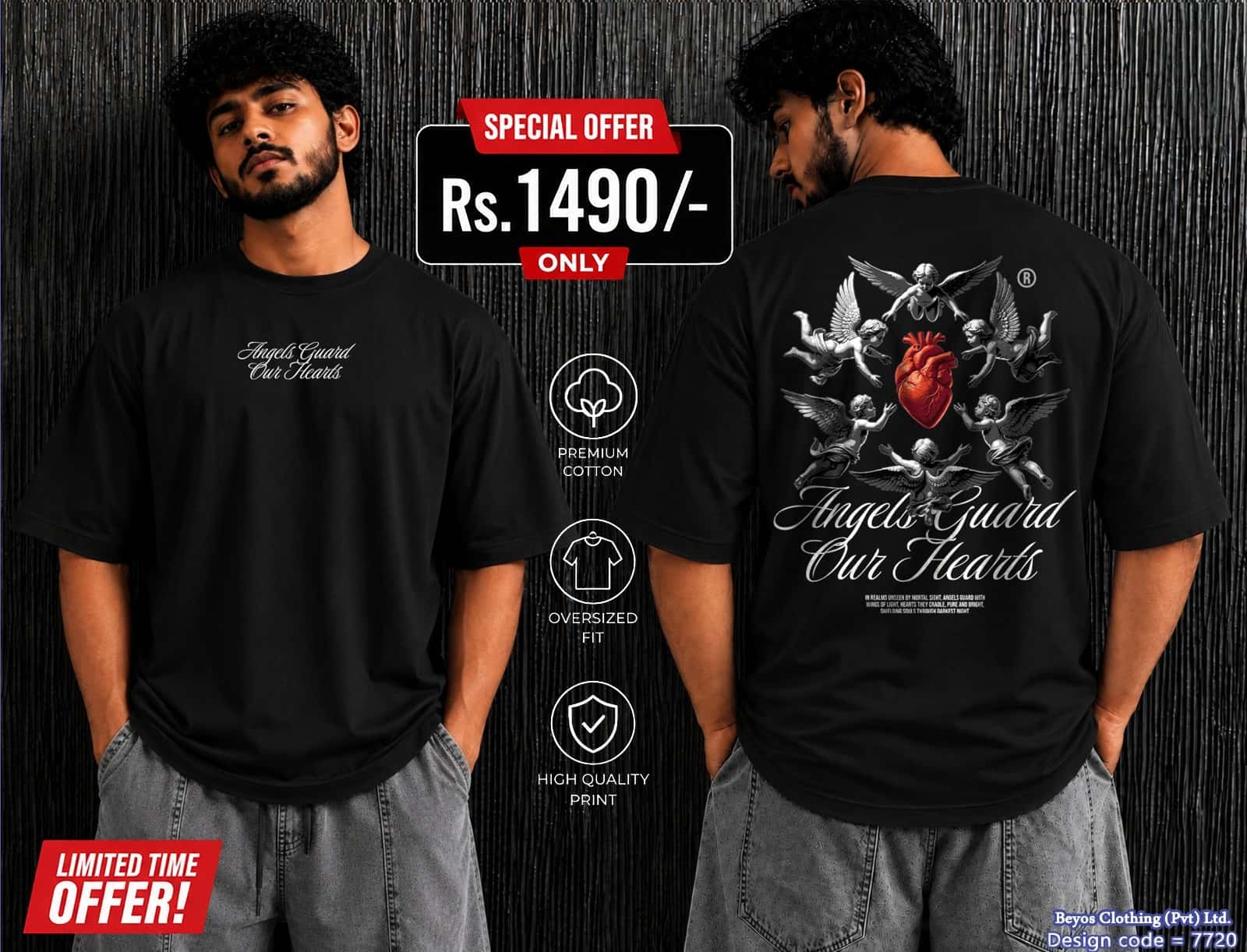 Angels Guard Our Hearts Oversized T-Shirt