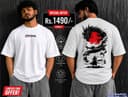 Oversized T‑Shirt - Dragon and Samurai Warrior Silhouette gallery view